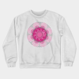 Cute pink flower over black dots background Crewneck Sweatshirt